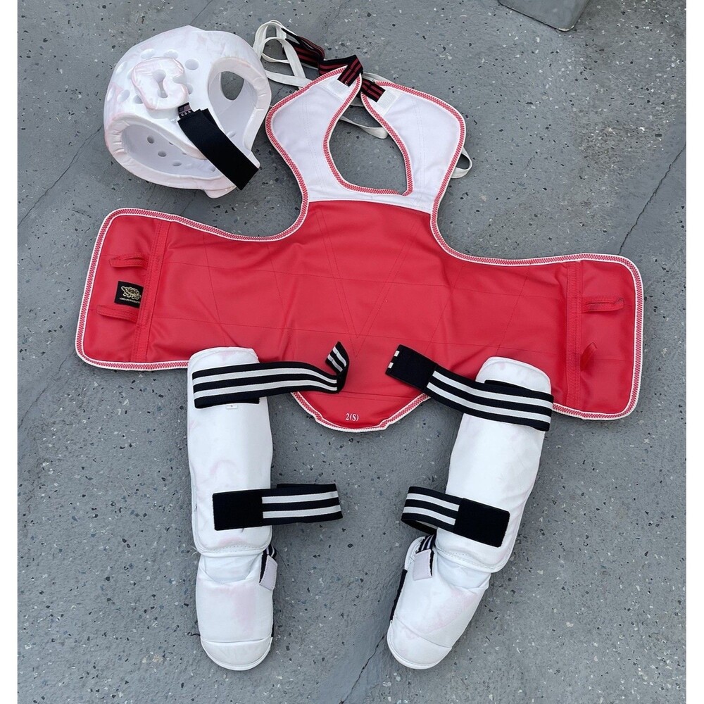 Kids Martial Arts Taekwondo Sparring Gear Set Chest Head Shin Guard Small Medium